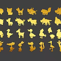 Golden Animal Silhouette Collection With Various Wildlife Shapes And Designs