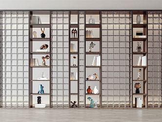 Modern Storage Rack Solid Wood Partition 3d model