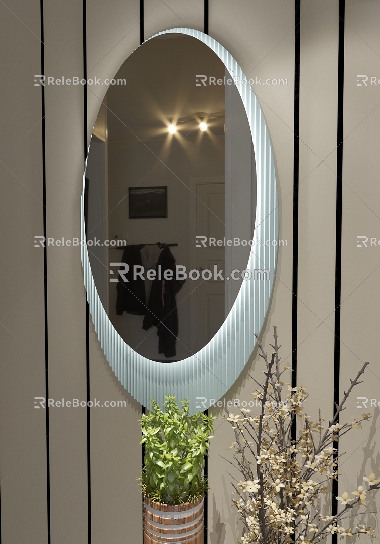 Oval beauty mirror 3d model