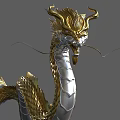 Majestic Golden Dragon With Long Body Golden Scales And White Underbelly Standing On Black Rock