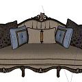 Classic Ornate Sectional Sofa With Carved Design Decorative Pillows And Ornate Legs