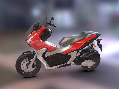 Red and Silver Modern Scooter With Sleek Design And Black Wheels 3d model