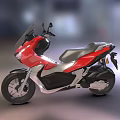 Red and Silver Modern Scooter With Sleek Design And Black Wheels
