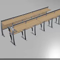 Modern Public Chair With Wooden Seat Backrest And Metal Frame Armrests For Public Spaces