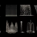 Various Water Fountain Designs With Different Spray Patterns And Styles 3d model