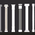 Classical Roman Columns In Various Designs With Decorative Capitals For Interior Decoration 3d model