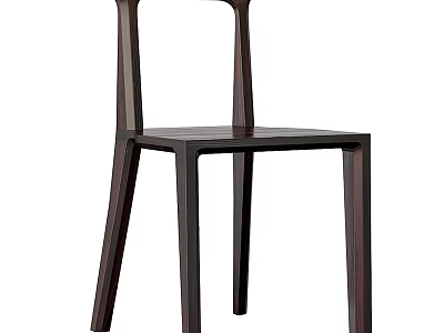 Dark Wooden Leisure Chair with Simple Modern Design and Straight Back for Home Living Room 3d model