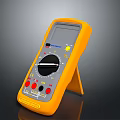 Yellow Digital Multimeter With Digital Display Dial Knob And Stand Support