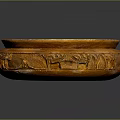 Handcrafted Wooden Round Tray With Intricate Carved Patterns And Brown Finish