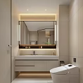 Modern Bathroom Interior Design With Lighted Mirror Vanity And Storage Cabinets 3d model