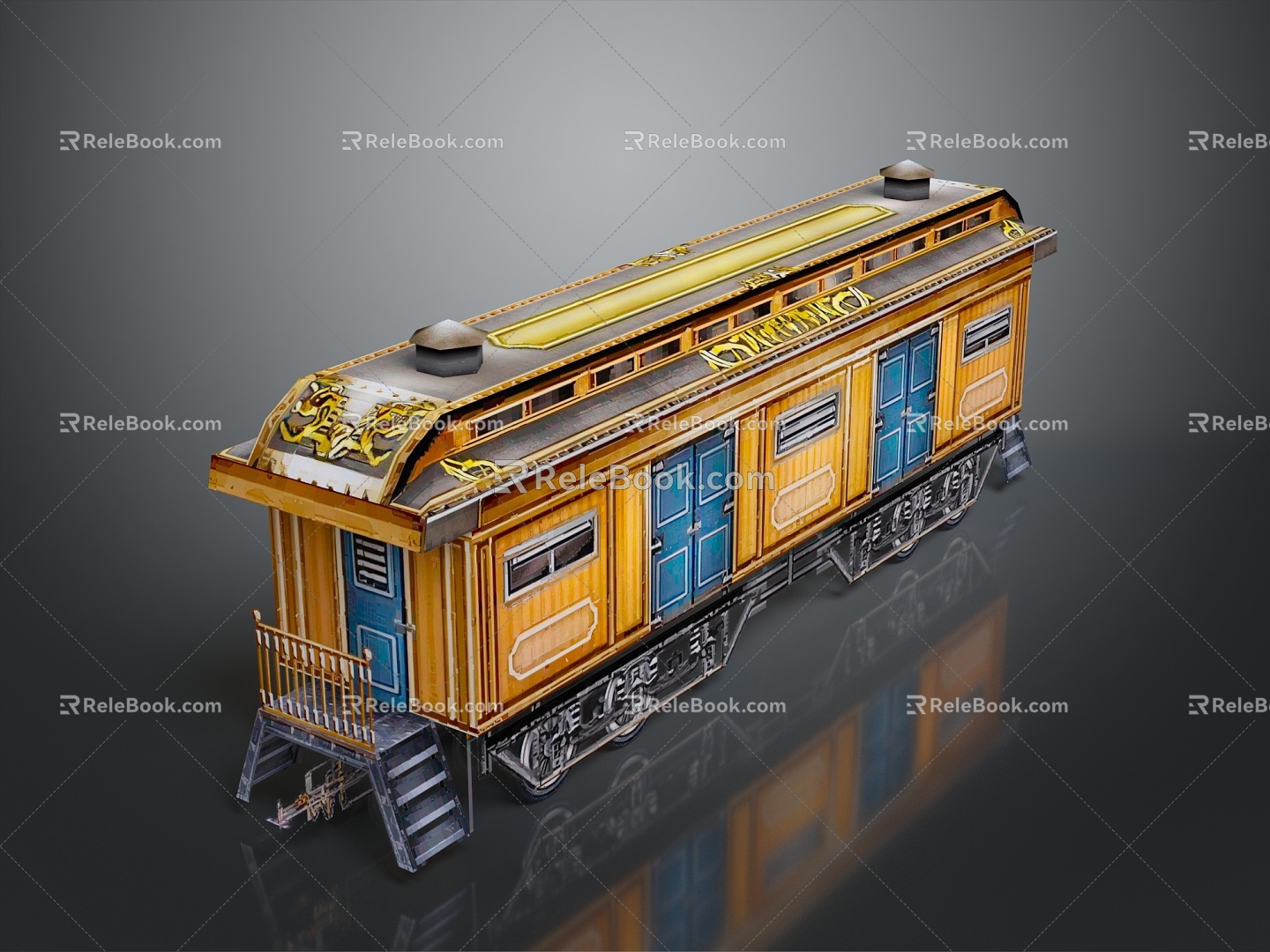 vintage train steam train train carriage locomotive head steam car carriage train modern vehicle 3d model