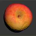 Household Fresh Orange Apple With Red Stripes On Black Surface And Reflection