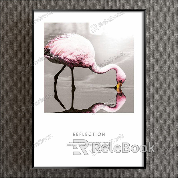 Nordic Animal Painting Red Children's Room Animal Flamingo Decorative Painting model