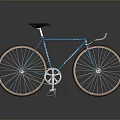 Vintage Blue Bicycle with Black Seat White Handlebars Brown Rims on Black Background with Reflection