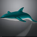 Detailed 3D Blue Dolphin Model on Dark Background with Shiny Reflection