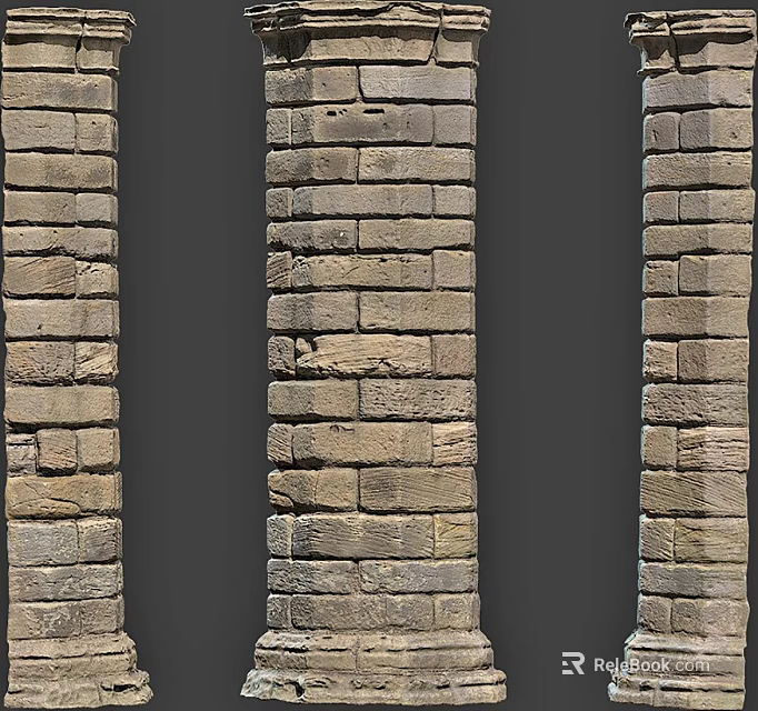 Brick Building Exterior Wall With Traditional Design And Natural Surface Texture 3d model 