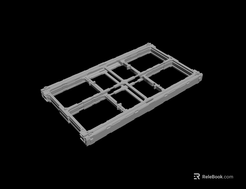 Gray Rectangular Metal Grid Frame Structure For Industrial Support Applications 3d model 