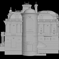 European style castle ancient building 3d model