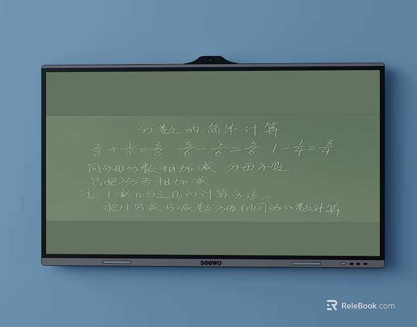 Wall Hanging Electronic Whiteboard With Math Formulas And Text 3d model 