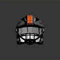 Black Tactical Weapon Helmet With Orange Stripes K Logo And Knights Text Design