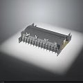 Gothic Style Building Model With Blue Roof Arched Structure And Spires