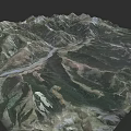 Detailed Micro Terrain Model With Mountain Ranges River And Lush Vegetation 3d model