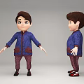 Cartoon Game Movie Character Boy Wearing Blue Jacket Purple Pants and Red Shoes