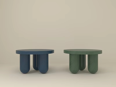 Blue And Green Round Coffee Tables With Cylindrical Legs Modern Minimalist Home Decor 3d model