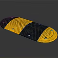 Black And Yellow Speed Bump With Chevron Pattern And Mounting Holes