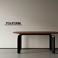 POLIFORM Dining Table With Brown Top And Black Legs In Minimalist Interior Setting 3d model