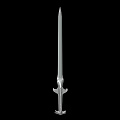 Silver Sword Featuring Long Slender Blade And Decorative Hilt On Black Background