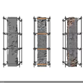 Three Structural Columns With Scaffolding During Construction And Textured Surfaces