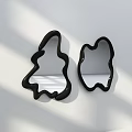 Two Black Irregular Shaped Mirrors on White Background with Light Shadow Effect 3d model