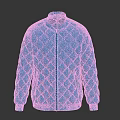 Blue Diamond Quilted Zip Up Puffer Jacket Stylish Winter Outerwear Design 3d model