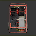 Red Frame Portable Power Generator With Wheels And Control Panel