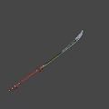 Traditional Long Sword With Silver Curved Blade And Brown Wooden Handle On Red Background