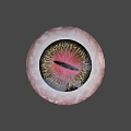 Game Movie Character Detailed Eyeball Design With Red Iris Gold Pupil and Textured Sclera