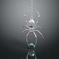 Unique Silver Spider Shaped Pendant Necklace With Blue Gemstone And Chain