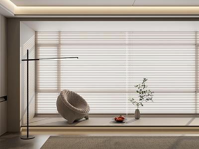 Modern venetian blinds roller blinds Roman blinds bedroom curtains living room curtains floor lamp leisure chair 3d model