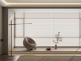 Modern venetian blinds roller blinds Roman blinds bedroom curtains living room curtains floor lamp leisure chair 3d model