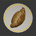 Baked Braided Bread On White Plate With Gold Rim And Seasonings