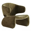 Modern Soft Brown Velvet Curved Upholstered Leisure Chair For Cozy Living Room Home Decor