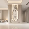 Elegant Modern Entryway Interior Design With Marble Feature Wall And Decorative Lighting 3d model