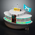 Harbor Ferry Water Transport With Budget Cuts Banner Blue Flag Number 25 White And Teal
