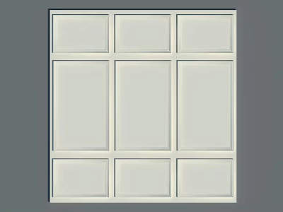 Modern White Interior Wall Paneling With Rectangular Panels In Grid Pattern Design 3d model