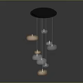 Modern Wind Chime With Black Circular Top And Gold Silver Pendants