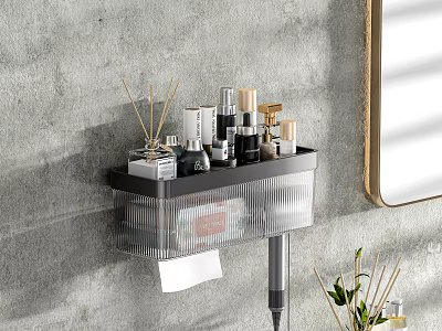 Bathroom Wall Mounted Storage Shelf With Transparent Drawers And Toiletries Organizer 3d model