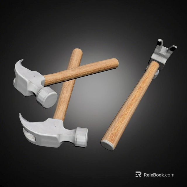 Durable Hardware Hand Tools Collection With Hammers Wooden Handles And Steel Heads 3d model 