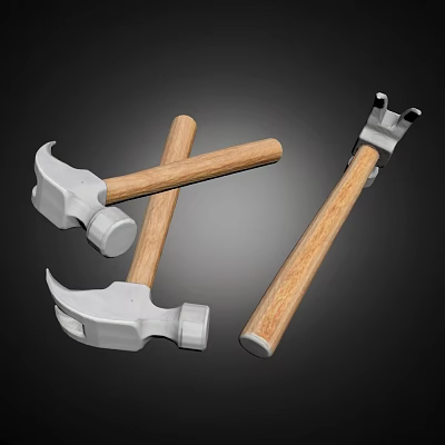 Durable Hardware Hand Tools Collection With Hammers Wooden Handles And Steel Heads 3d model