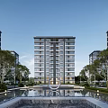 Multi-layer small high-rise new Chinese-style renderings Human Vision Perspective Two-point Perspective Scene Straight Out Effect 3d model